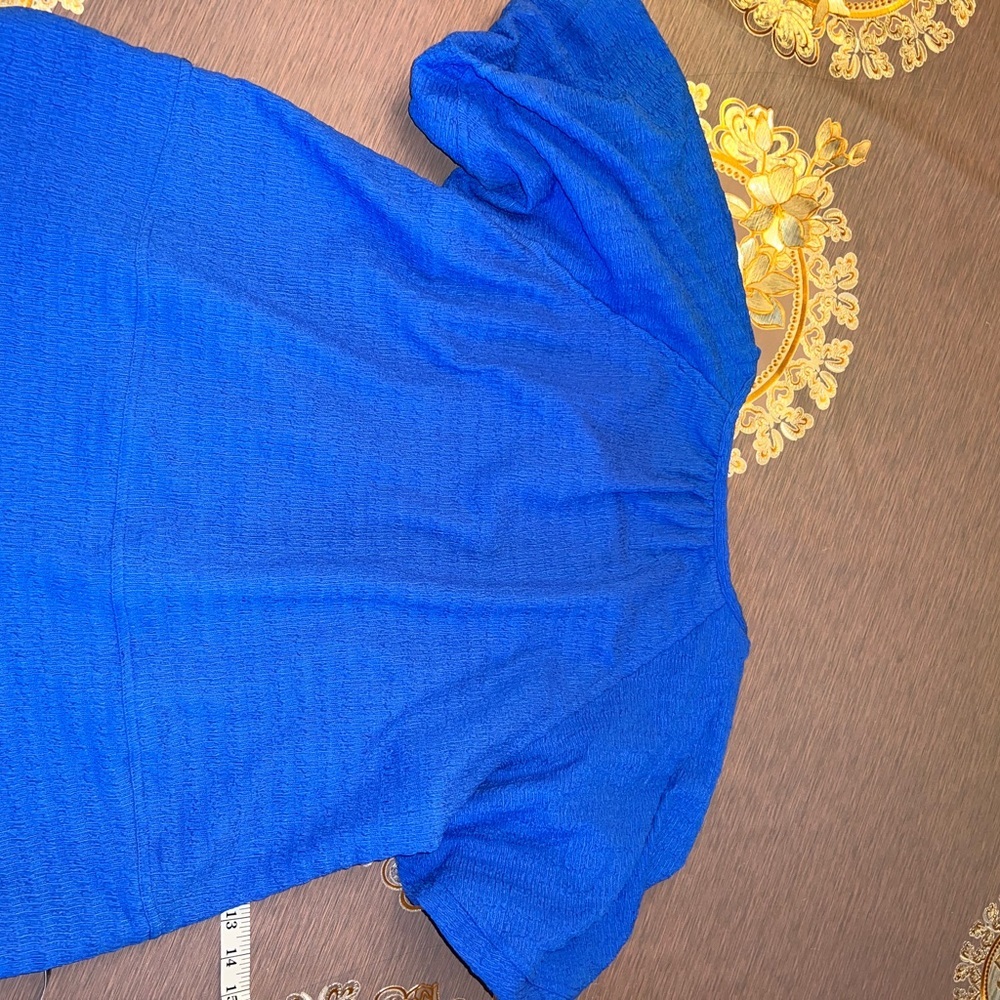 LOFT Cobalt Blue Puff Sleeve Blouse - Picture 6 of 6
